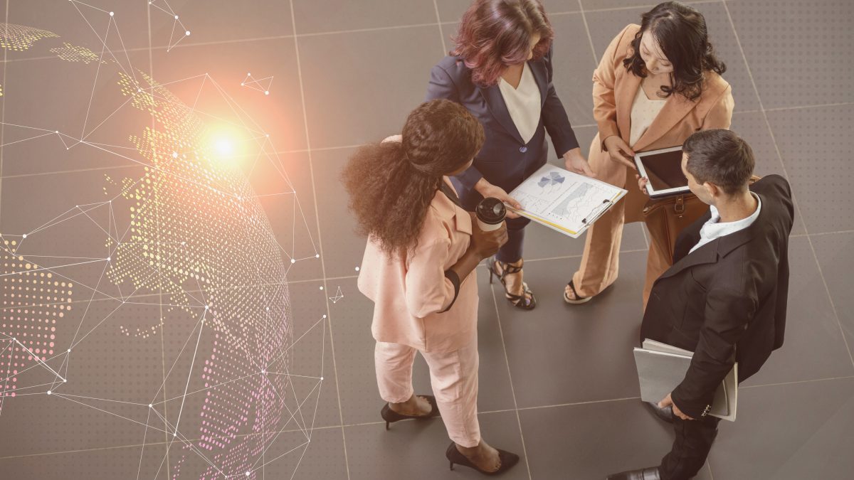 business people working using technology connect with others