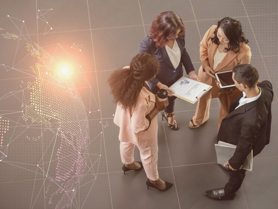 business people working using technology connect with others