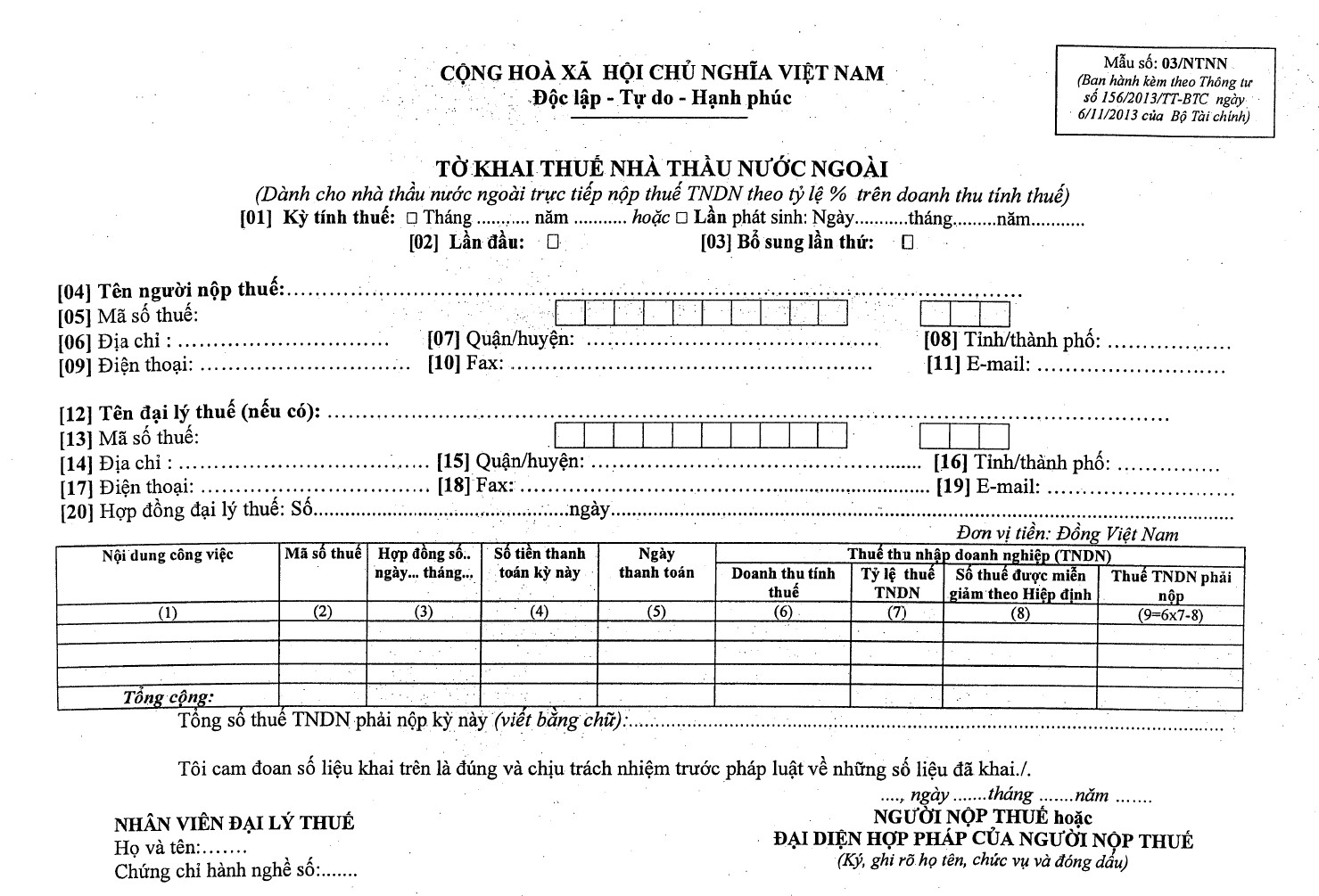 Những lưu ý khi báo cáo thuế nhà thầu nước ngoài 6 to-khai-thue-mau-01-NTNN