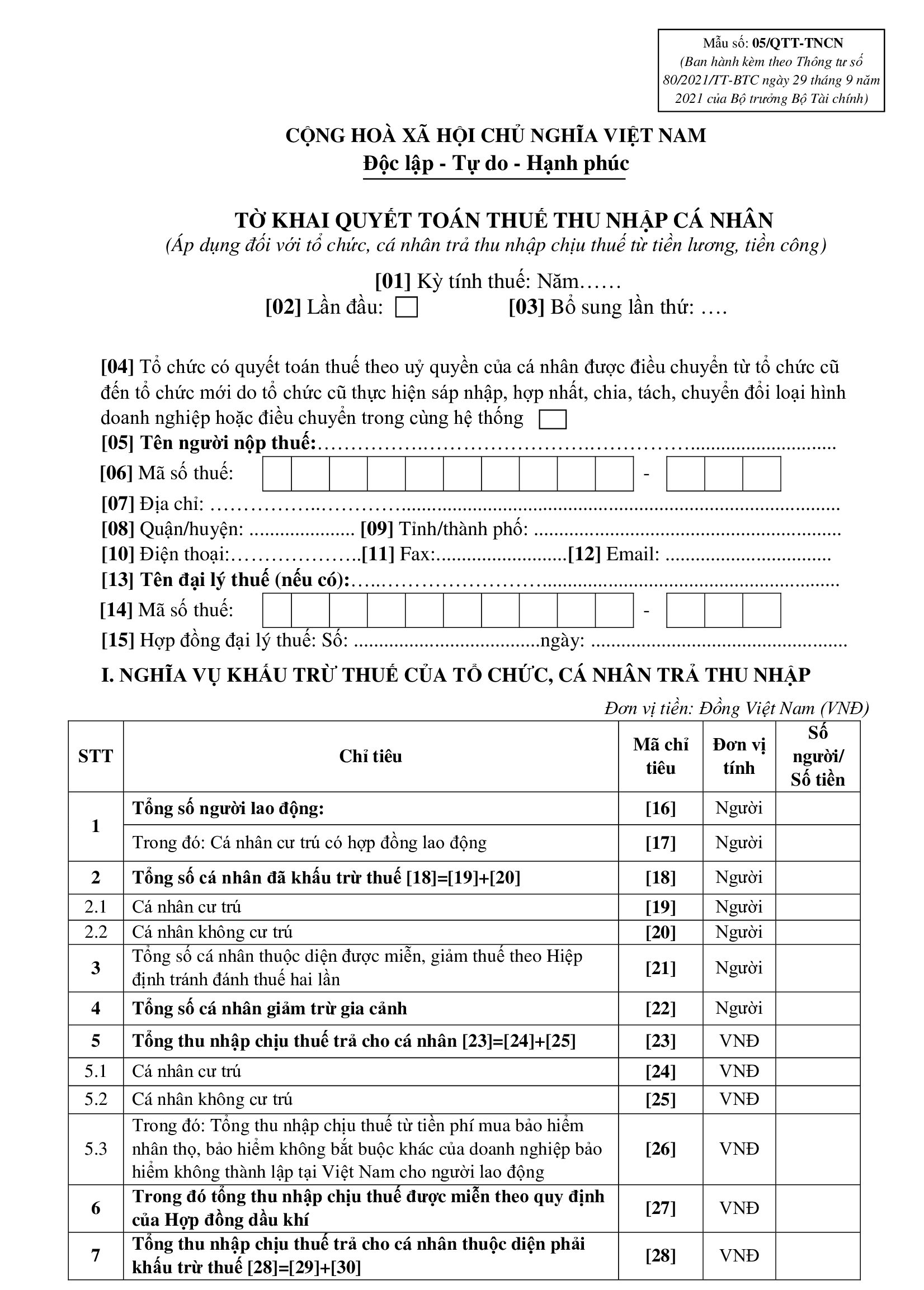 Quyết toán thuế TNCN - Lưu ý quan trọng 3 to-khai-quyet-toan-thue-tncn